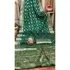 Women Traditional Wear Saree Bandhej Silk Print Green Plus Size