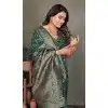 Women Traditional Wear Saree Bandhej Silk Print Green Plus Size