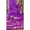 Women Print Traditional Wear Saree Purple Bandhej Silk Plus Size