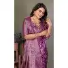 Women Print Traditional Wear Saree Purple Bandhej Silk Plus Size