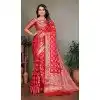 Women Bandhej Silk Print Red Traditional Wear Saree Plus Size