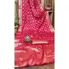 Women Bandhej Silk Print Red Traditional Wear Saree Plus Size