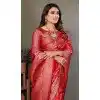Women Bandhej Silk Print Red Traditional Wear Saree Plus Size