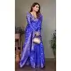 Women Print Traditional Wear Saree Royal Blue Bandhej Silk Plus Size