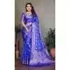 Women Print Traditional Wear Saree Royal Blue Bandhej Silk Plus Size