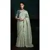 Women Embroidery Designer Saree Grey Tissue Organza Plus Size