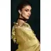 Women Designer Saree Cream Tissue Organza Embroidery Plus Size