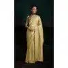 Women Designer Saree Cream Tissue Organza Embroidery Plus Size