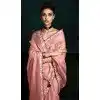 Women Light Pink Tissue Organza Designer Saree Embroidery Plus Size