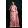 Women Light Pink Tissue Organza Designer Saree Embroidery Plus Size