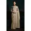 Women Designer Saree Tissue Organza Grey Embroidery Plus Size