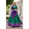 Women Green Tussar Silk Digital Print Traditional Wear Lehenga Choli Plus Size