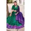 Women Green Tussar Silk Digital Print Traditional Wear Lehenga Choli Plus Size