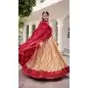 Women Tussar Silk Traditional Wear Lehenga Choli Off White Digital Print Plus Size