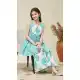 Blue Cotton Printed Work Kids Wear Kurta Sharara - 13453212926