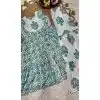 Blue Cotton Printed Work Kids Wear Kurta Sharara