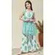 Blue Cotton Printed Work Kids Wear Kurta Sharara - 13453212926