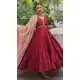 Women Gown Maroon Roman Mirror Lace & Dori Jal Lace Work - 13459212958