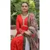 Women Mirror Lace & Dori Jal Lace Work Roman Gown Orange