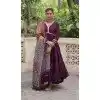 Women Mirror Lace & Dori Jal Lace Work Wine Roman Gown