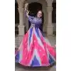 Women Embroidery Mirror Work Faux Georgette Bandhej Gown Multi Plus Size