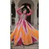 Women Embroidery Mirror Work Multi Gown Faux Georgette Bandhej Plus Size