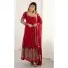 Women Party Wear Salwar Suit Red Sequence Work Heavy Georgette Plus Size
