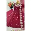Women Maroon Crunchy Silk Sequence Work Party Wear Salwar Suit Plus Size