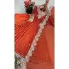 Women Party Wear Salwar Suit Orange Faux Georgette Embroidery Work Plus Size