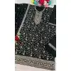 Women Black Vichitra Palazzo Suit Embroidery Sequence Work Plus Size