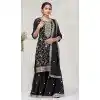 Women Black Vichitra Palazzo Suit Embroidery Sequence Work Plus Size