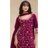 Women Palazzo Suit Maroon Vichitra Embroidery Sequence Work Plus Size