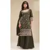 Women Embroidery Sequence Work Vichitra Green Palazzo Suit Plus Size