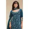 Women Embroidery Sequence Work Blue Palazzo Suit Vichitra Plus Size