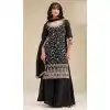 Women Palazzo Suit Vichitra Black Embroidery Sequence Work Plus Size