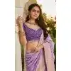 Women Viscose Crape Designer Saree Lavender Jacquard Work Plus Size
