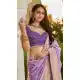 Women Viscose Crape Designer Saree Lavender Jacquard Work - 13488213086