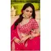 Women Viscose Organza & Satin Designer Saree Pink Jacquard Work Plus Size