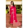 Women Viscose Organza & Satin Designer Saree Pink Jacquard Work Plus Size
