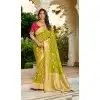Women Designer Saree Green Viscose Tissue Jacquard Work Plus Size