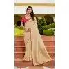 Women Jacquard Work Viscose Tissue Designer Saree Cream Plus Size