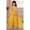 Girls Butter Crepe Yellow Embroidered Work Kids Wear Kurta Sharara - 13495213117