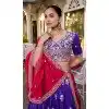 Women Purple Party Wear Lehenga Choli Embroidery Work Vichitra Silk Plus Size