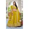 Women Party Wear Lehenga Choli Embroidery Work Vichitra Silk Mustard Plus Size