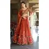 Women Rust Orange Rangoli Silk Embroidery Work Party Wear Lehenga Choli Plus Size