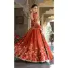 Women Rust Orange Rangoli Silk Embroidery Work Party Wear Lehenga Choli Plus Size