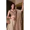 Women Party Wear Lehenga Choli Chiku Gold Crush Silk Embroidery Work Plus Size