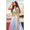 Women Mirror work Heavy Faux Georgette Multi Designer Lehenga Choli Plus Size
