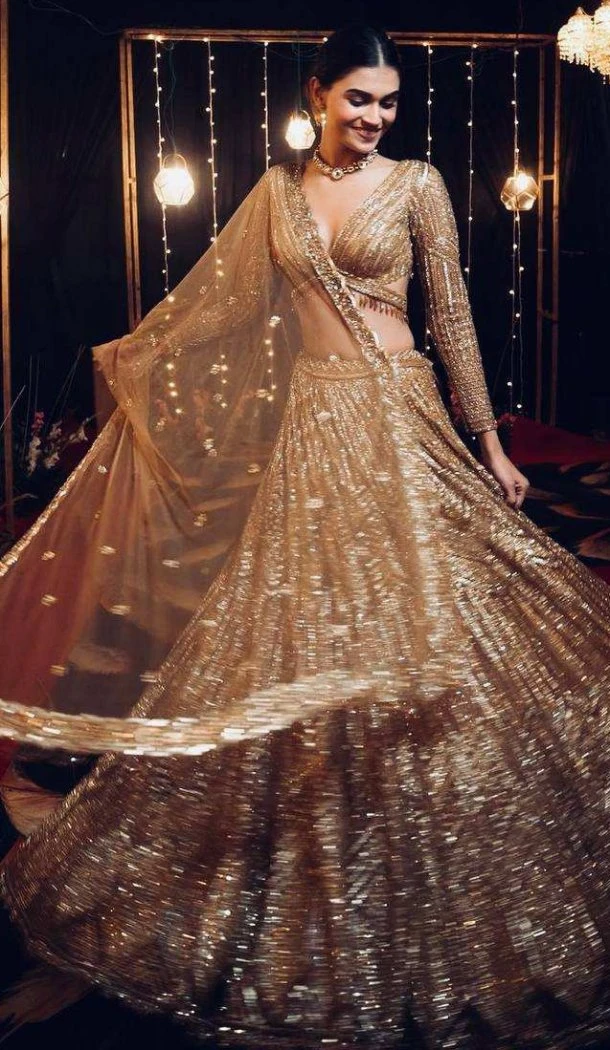 Women Kasturi Silk Designer Lehenga Choli Dori Work Gold - 13530213324