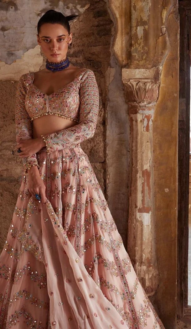 Women Designer Lehenga Choli Faux Georgette Thread Work - 13530213325